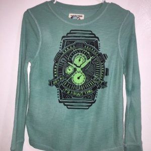 Boys RUUM Long sleeved green logo shirt SIze M